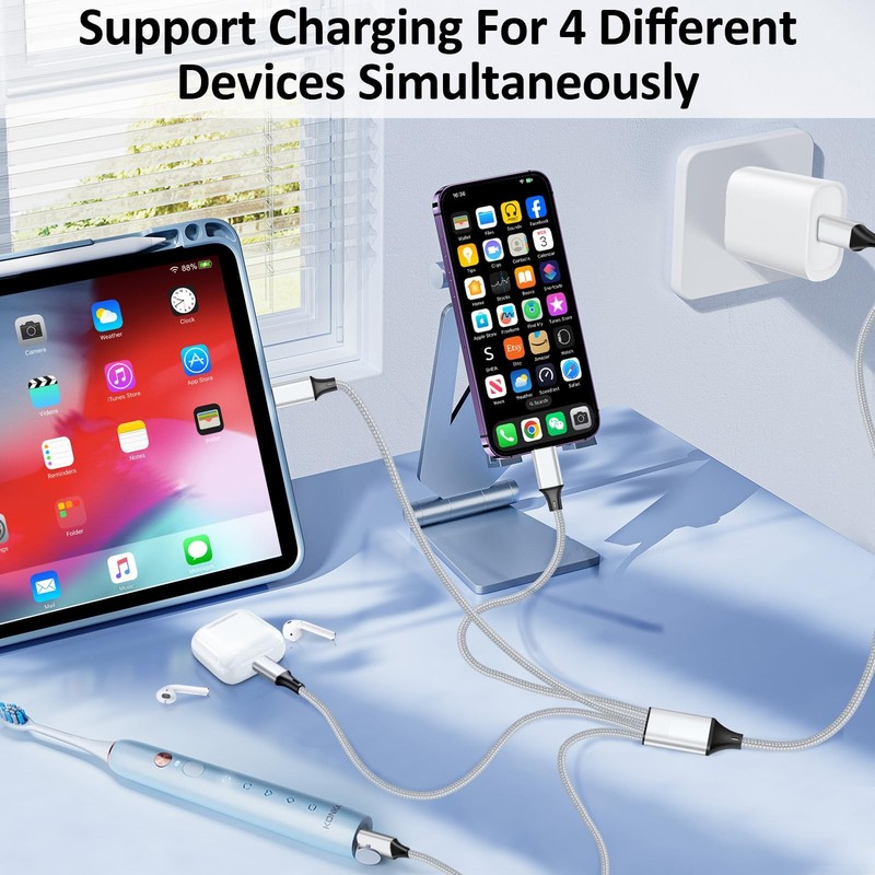 USB C Splitter Multi Charging Cable,USB A/C to USB C QC 3.0 Fast Charging[2Pa... gallery