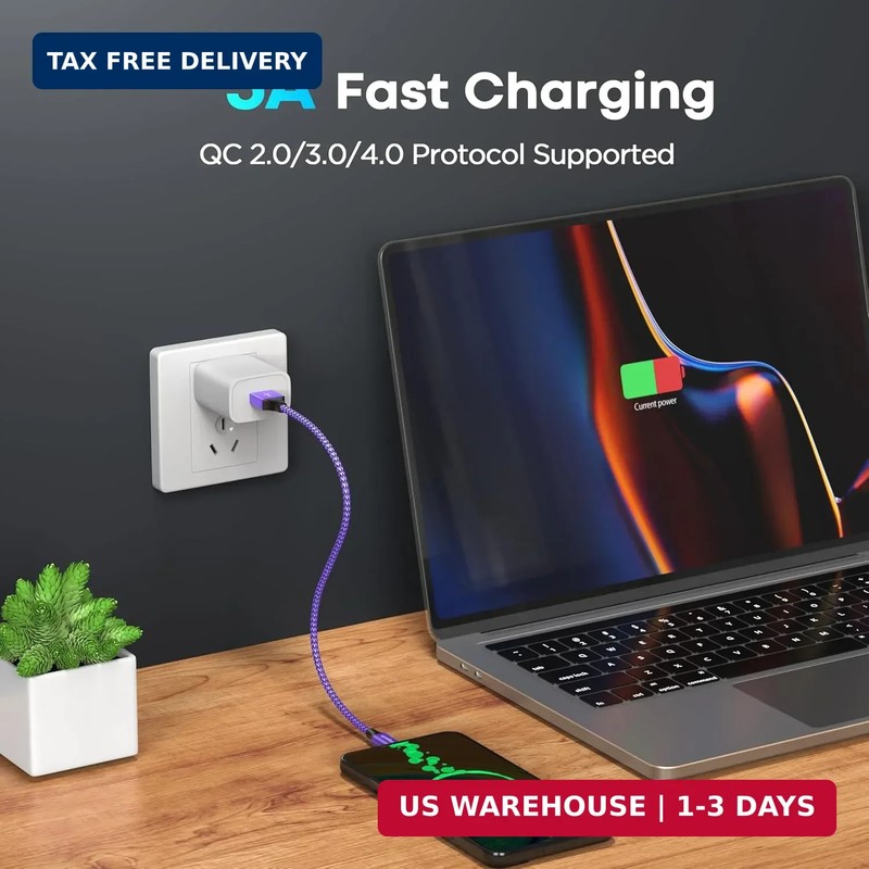 etguuds USB to USB C Cable 1ft, 2-Pack USB A to Type C Charger Cord Fast Chargin gallery