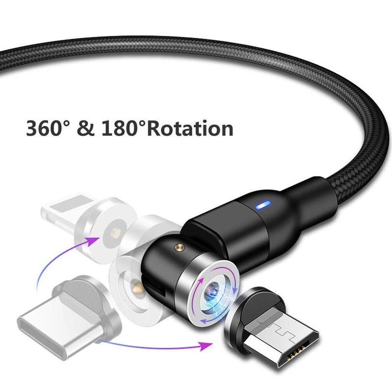 180°+360° Rotate Magnetic Charger Cable Phone Fast Charging Type C Micro USB IOS gallery