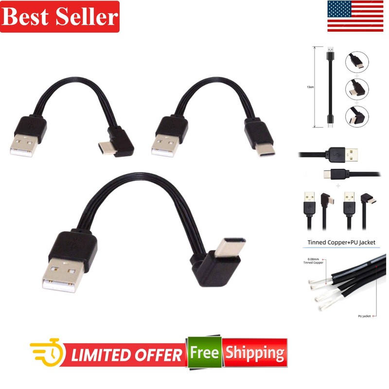USB-C Cable Set 3 Pack Compatible With Cameras 13cm USB 2.0 Type A Male