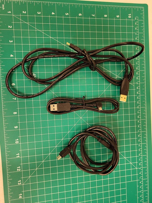 Lot of 3 USB A to Mini B Cables Gold Plated Right Angle 5 Pin Data Sync Charge