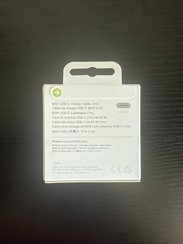 Apple Official 60W USB-C to USB-C Braided Charge Cable (1M/3.3-Ft) A2795 - White gallery
