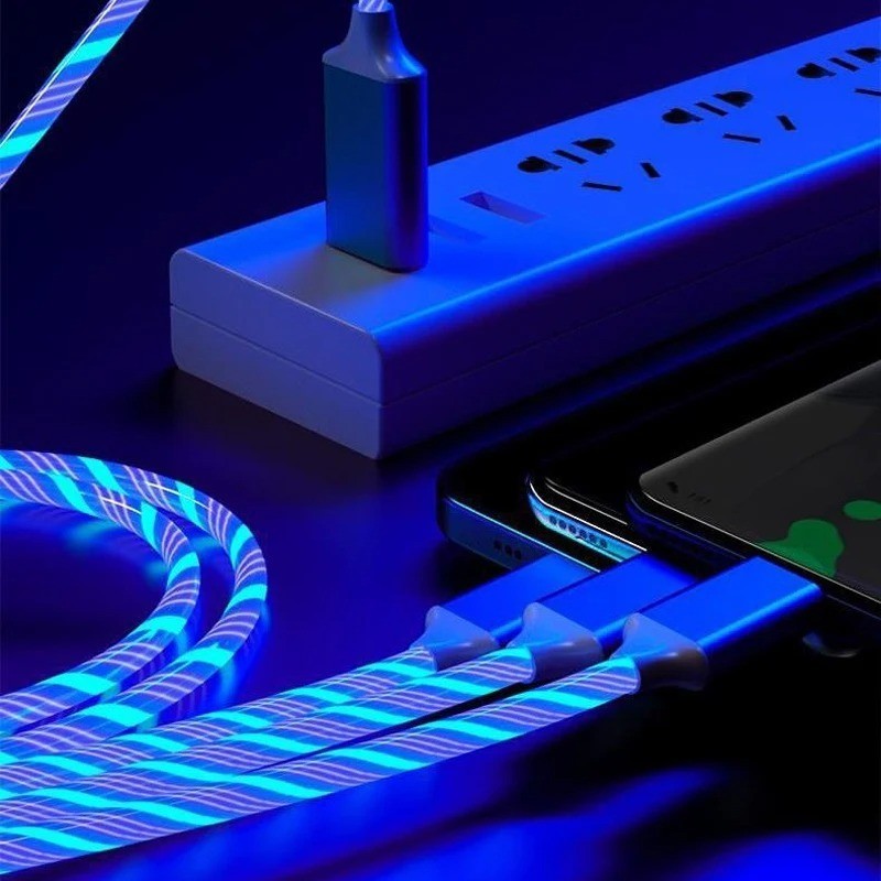 LED 3 in 1 Fast Charging Cable USB Type C Charger Cord for iPhone Samsung gallery