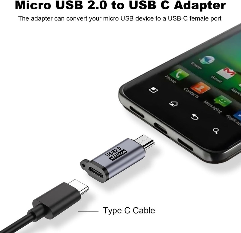 4 PCS Micro USB 2.0 to USB C Adapter USB C Female to Micro USB Male Converter gallery