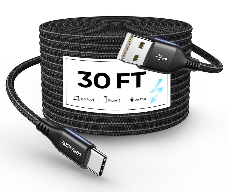 30FT Extra Long USB C Cable, Nylon Braided Charger for Phone, Tablet, PS5, Switc gallery
