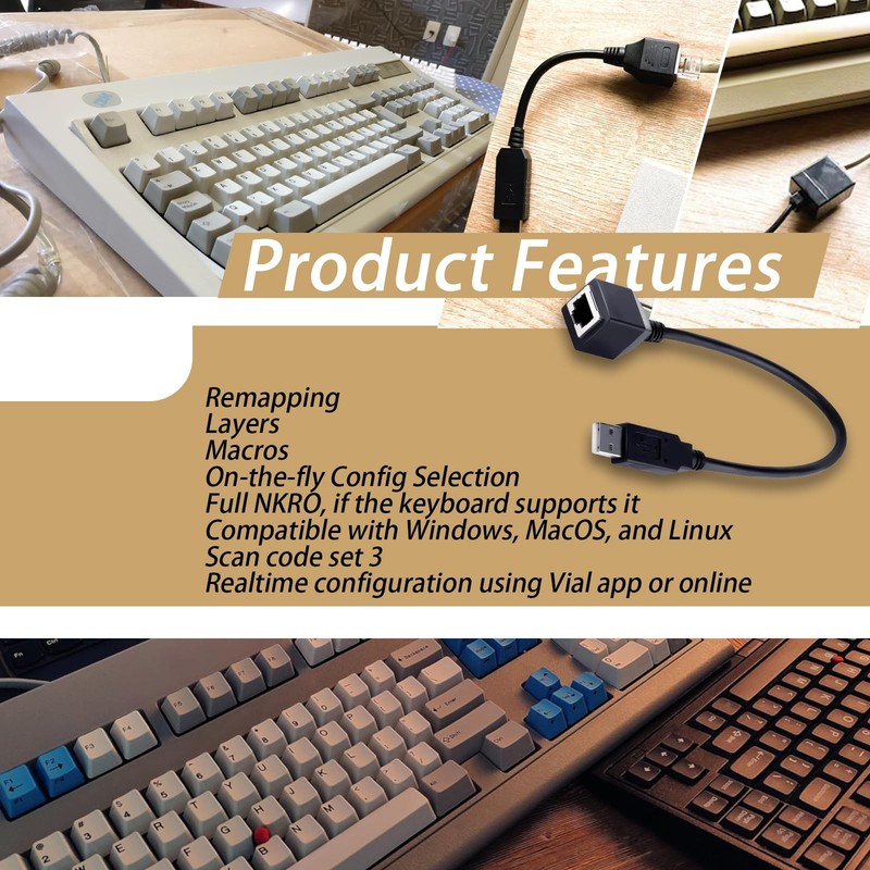 RJ45 Keyboard To USB Converter v1.0 Cable IBM Model M Terminal Keyboards gallery
