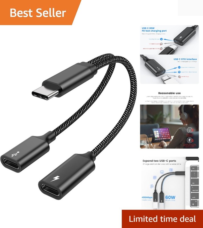 Dual USB-C Adapter Cable – Fast Charge & Data Transfer for Steam Deck & More