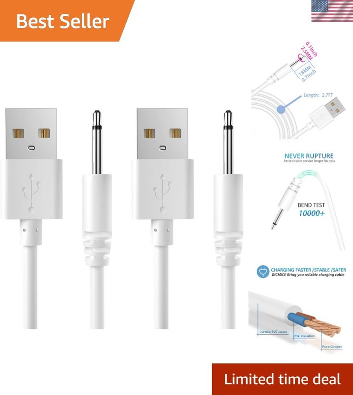 High-Quality 2.7Ft USB DC Charging Cable – 2 Pack for Efficient Charging