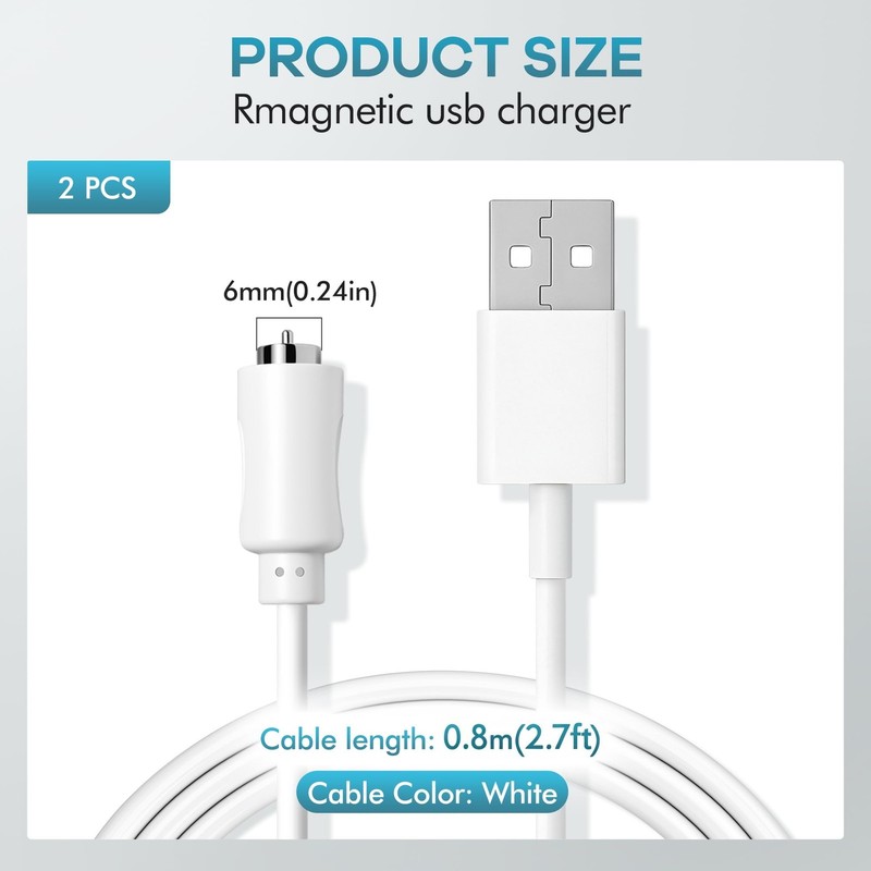 2PCS Rose Charger Magnetic Charging Cables USB Cables 2.7ft Magnetic DC Charg... gallery