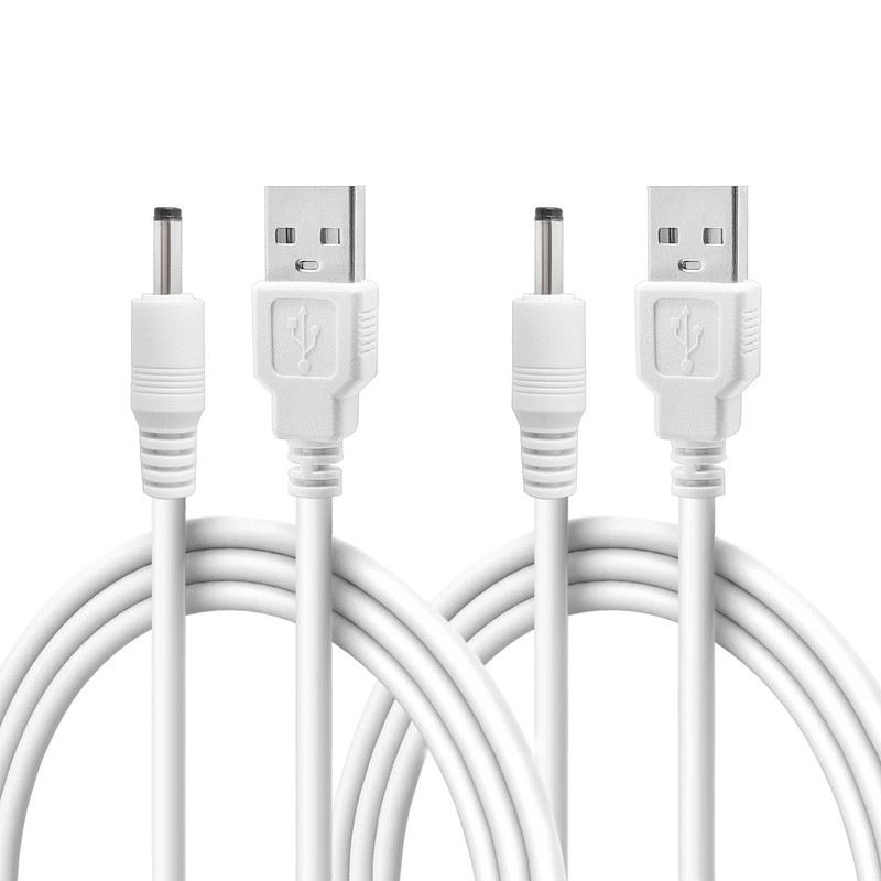 GnoTis 2-Pack 4.9FT USB to DC Power Cables, 5V 1A Cable(Pack of 2), White