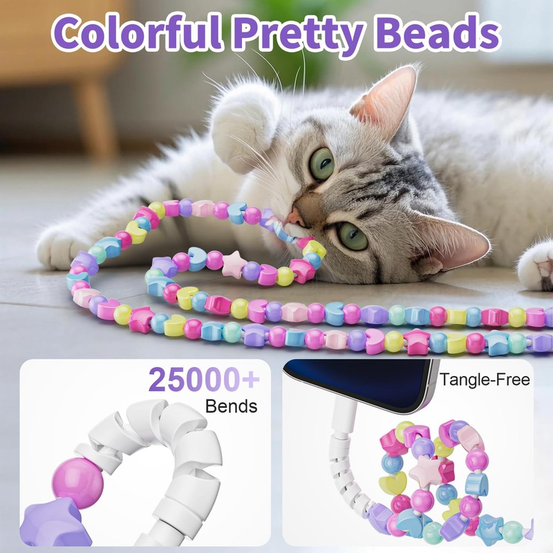 USB C Cable for iPhone 17 Charging Cable Star Beads Charging Cord Extra Long ... gallery