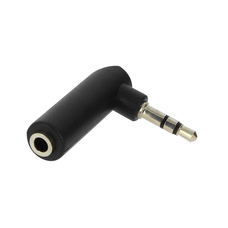 Audio Jack Adapter 3.5mm Male to Female Clear Sound Elbow Black