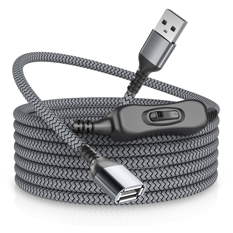 6.6 ft USB Extension Cable with On/Off Switch Type A Male to Female Cord