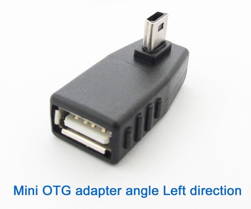 100x Left Angle 90D Mini 5pin USB Male To USB 2.O Female OTG Adapter Connector