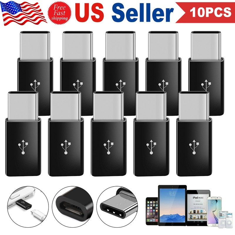 10Pcs V8 to Type-C Micro USB Adapter Plug Connector Cell Phone Accessory