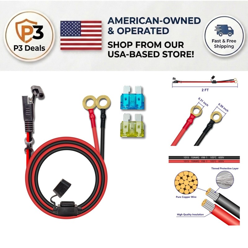 10AWG 2FT Waterproof Charger Cable with Quick Disconnect for Solar & Vehicle Use