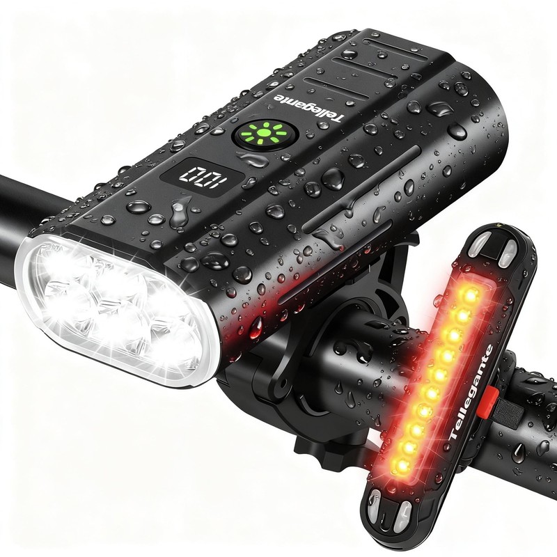 Super Bright 6 LED Bike Lights for Night Riding, 6400mAh USB Rechargeable Bic...