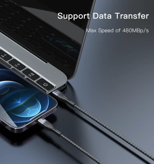 Yesido CA155 1.2M Type-C to 8-Pin 20W Fast Charging Nylon Braided Data Cable gallery