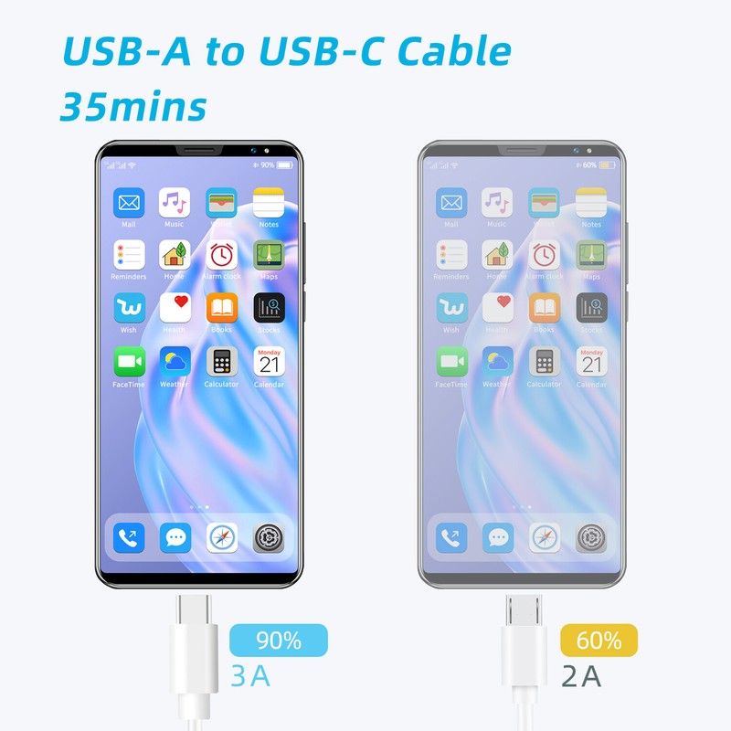 Paiegn 8 Pack USB A Type C Cable 5FT 3A Cord Fast Charging For Iphone15 Samsung gallery