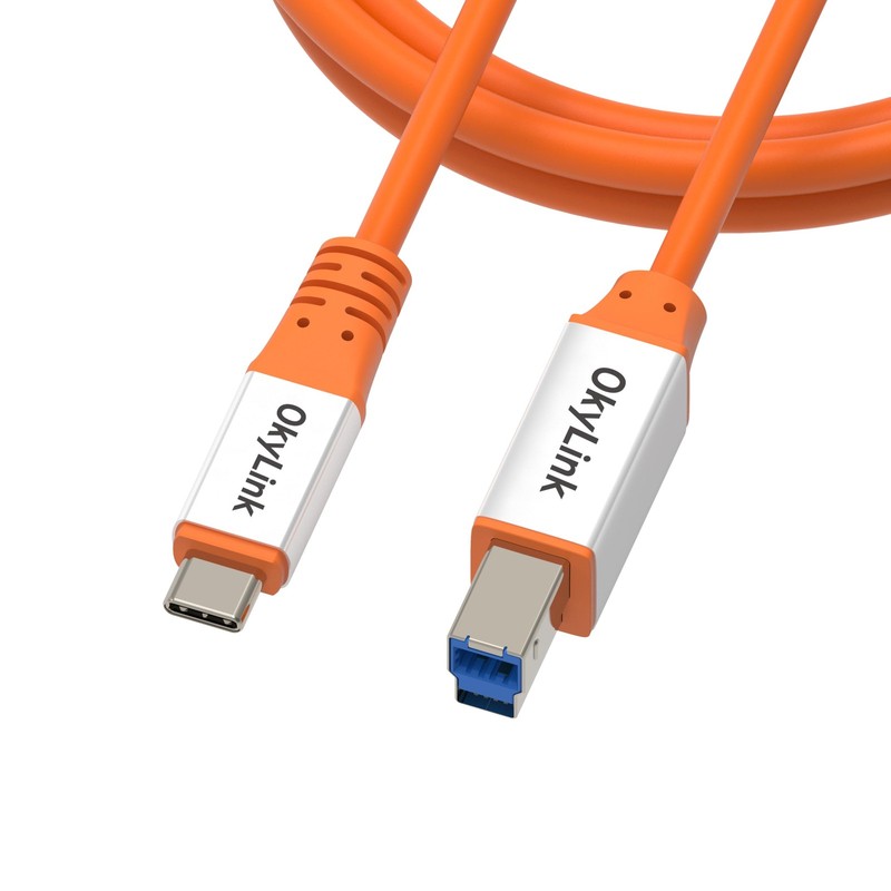 USB 3.2 Gen2 TypeC To B Cable 5ft 1.5M 10Gbps C To B Male Cord Orange