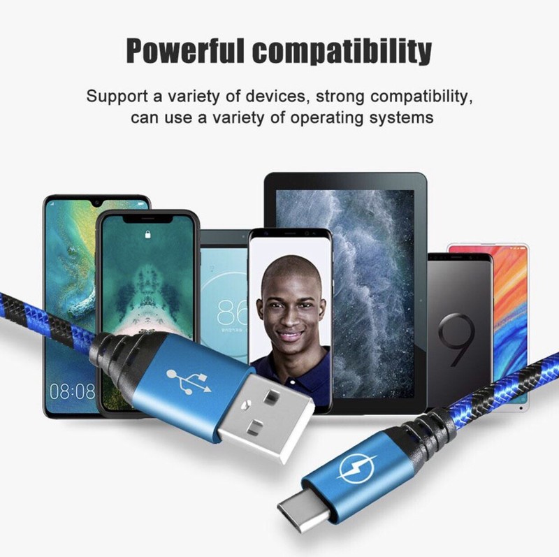 (x2) Micro USB Charging Charging Cable 3FT Long Nylon Braided USB TYPE C CABLE gallery