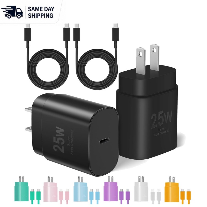 2-Pack 25W USB-C Fast Charger with 10FT & 6FT Cables – Certified Safety