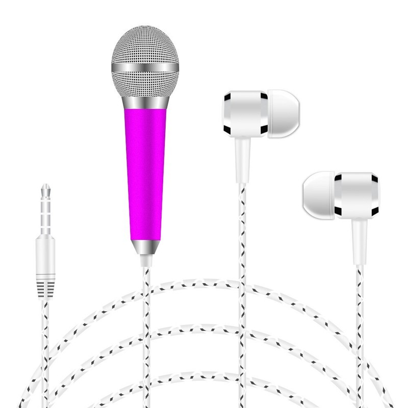 Long Life Earphone 3.5mm W/ Mini microphone Phone Karaoke Mics For Android Phone