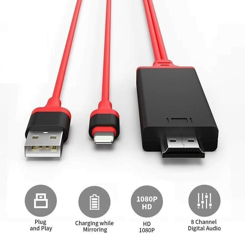 For iPhone 14 13 12 11 X HDMI Mirroring Cable 1080P Digital AV Converter TV Cord gallery