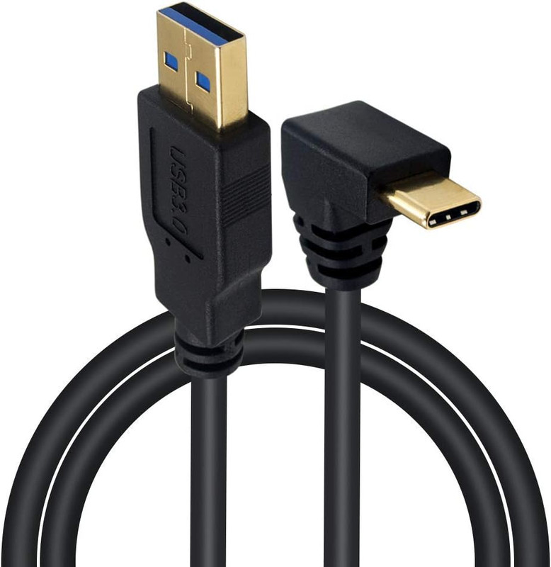 USB Type C 90 Degree Cable 3.3feet/1m, Up & Down Angle USB 3.0 A to USB C Fast C
