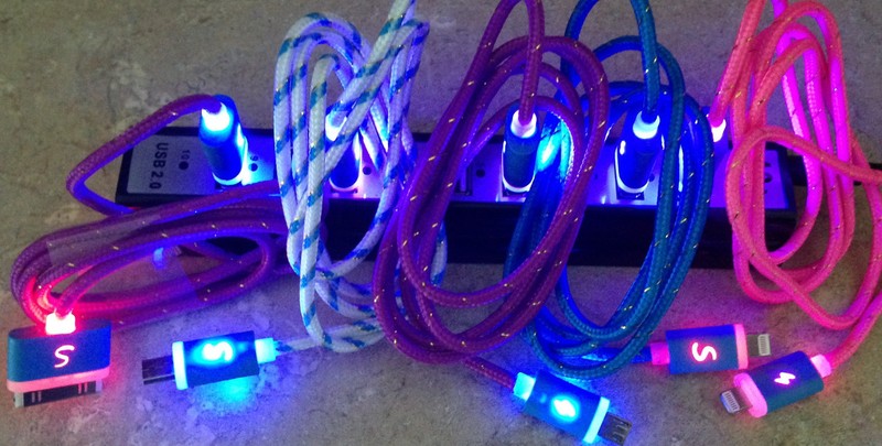 FLASH BRAIDED LED light charger cable FOR apple iphone 6 5 4 galaxy s3 micro USB gallery