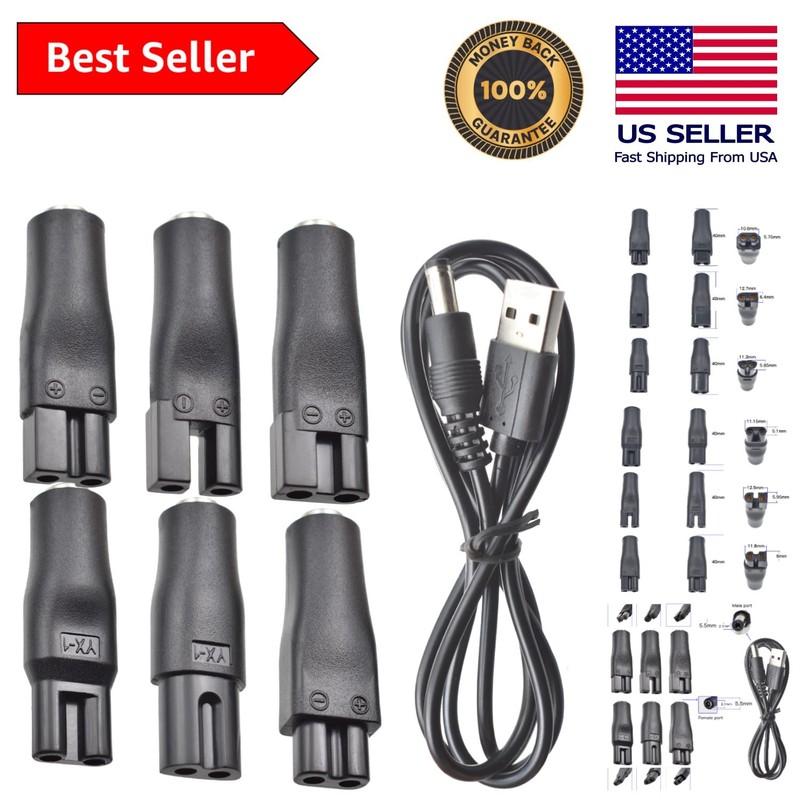Versatile 5V USB Adapter - 7 PCS for Electric Shavers and Beauty Instruments