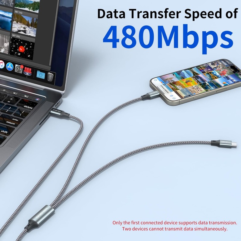 100W 2-in-1 USB-Cable 4FT,USB to USB Cable,USB 2.0 Braided Fast Charging for ... gallery