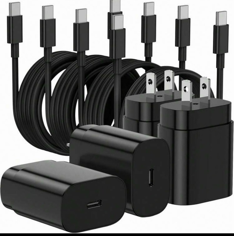4-pack Type-c Fast Charging Wall Charger & 4ft Cable Set