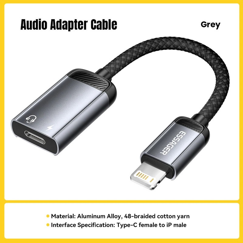 Type C Audio Adapter Cable Headphone Type-C Female to iP Male OTG Adapter