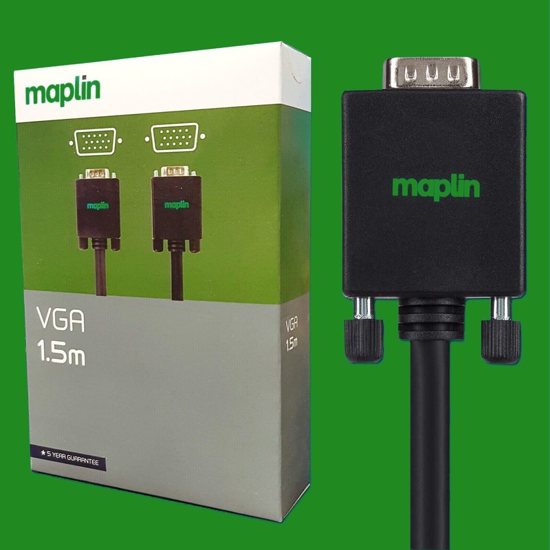 Maplin VGA 1.5m Cable High Definition Picture, 1080p Resolution For PC’s And TV