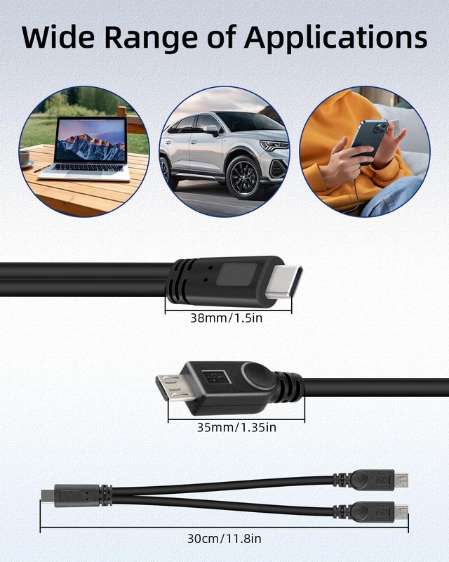 2 in 1 Multi Micro USB Splitter Short Charge Cable,USB to 2 Micro USB Connect... gallery