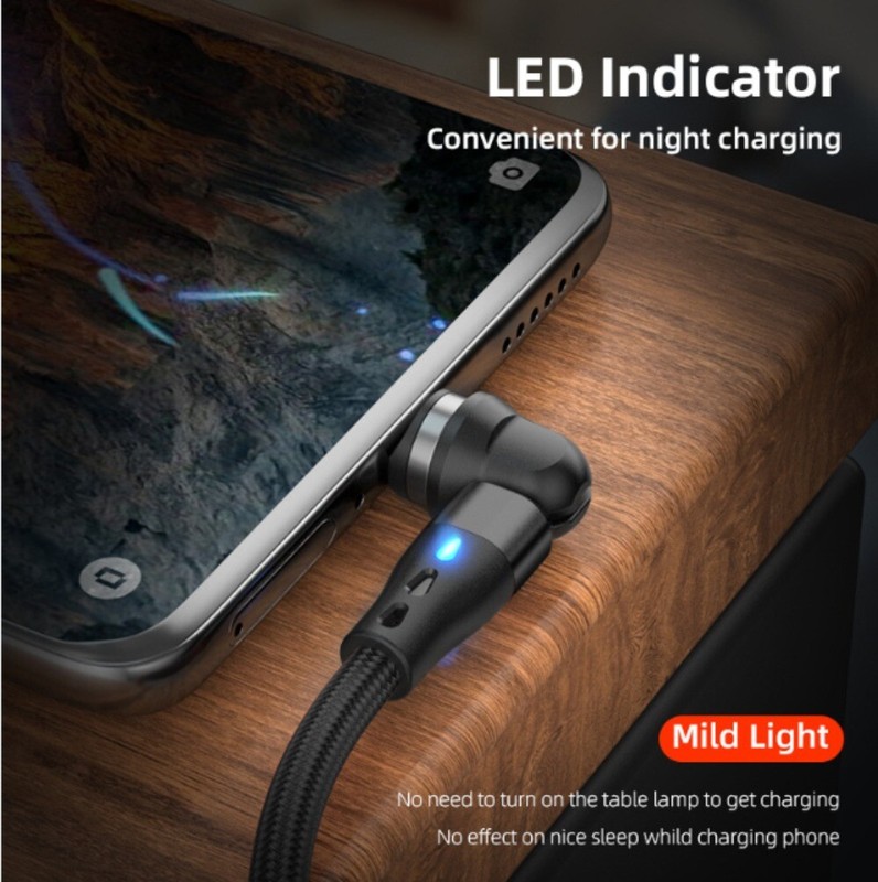 3Pcs Magnetic Phone Charger Cable 540°Rotate USB Adapter For iPhone Type C Micro gallery