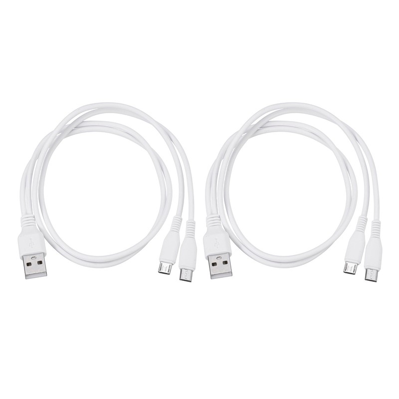 2 Pcs Multi USB A to 2 Micro USB 2 in 1 Splitter 20 Inch, White