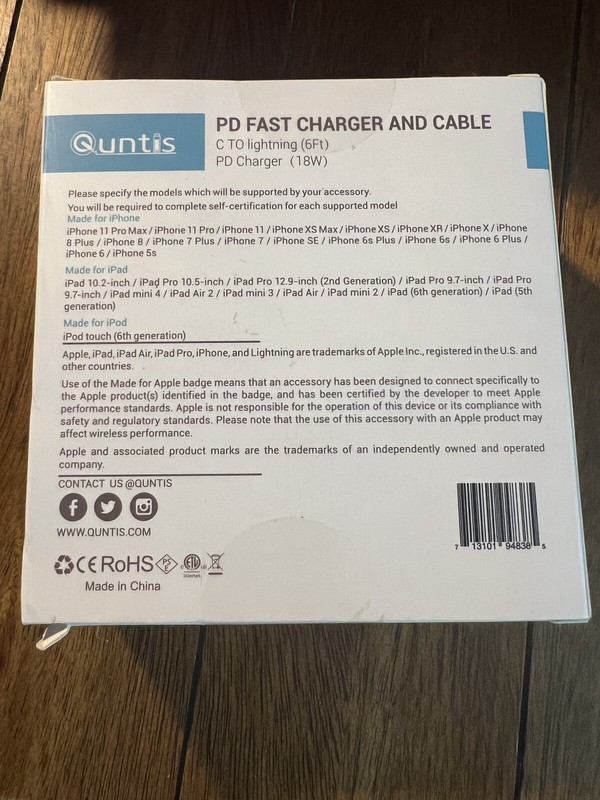 Quntis PD Charger And Cable For iPhone iPad FREE SHIPPING- U gallery