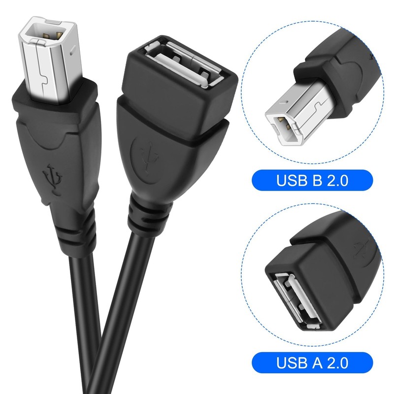 2 PCS USB 2.0 Female To Type B Male Printer Extension Cable 50CM/1.64FT gallery