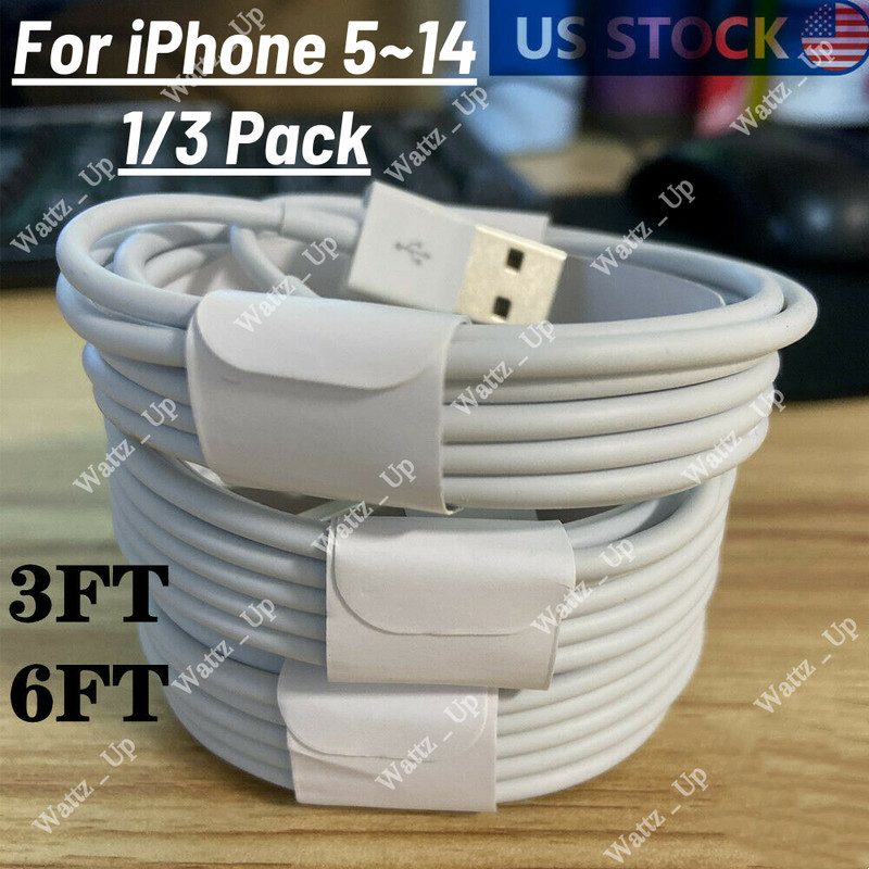 3/6FT USB Charger Cable For iPhone 14 13 12 11 XS XR X 8 7 6 5 SE Charging Cord