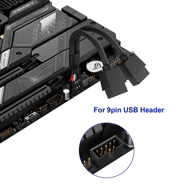 2 Pack Motherboard 9pin USB2.0 to Dual 9 pin Extension Cable, Motherboard USB... gallery