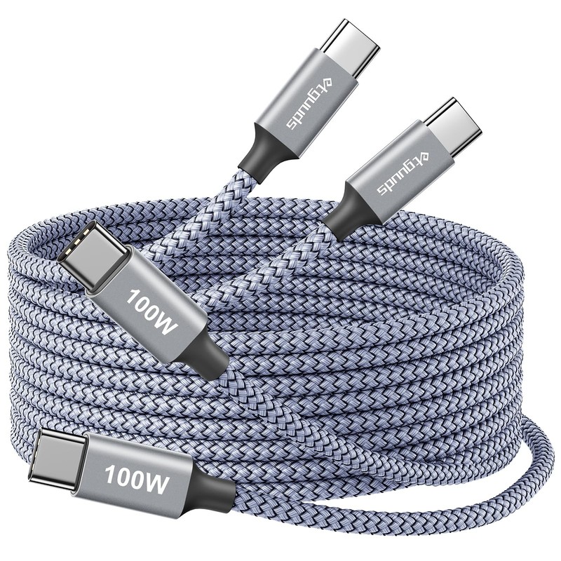 100W USB Cable 8ft, 2-Pack USB to USB Cable 100 Watt Fast Charging Charger Co…
