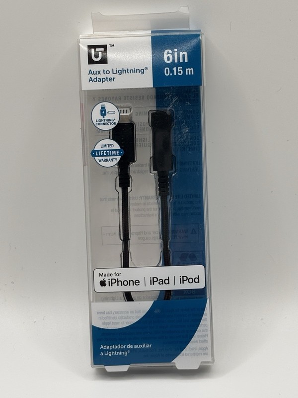 6 inch Lightning to 3.5mm Aux Adapter Cable MFi-Certified iPhone iPad iPod