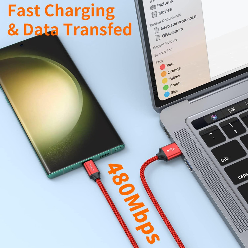 Short USB C Cable 1ft 3Pcs USB A to Type C Fast Charger Cord iPhone 15 16 ProMax gallery