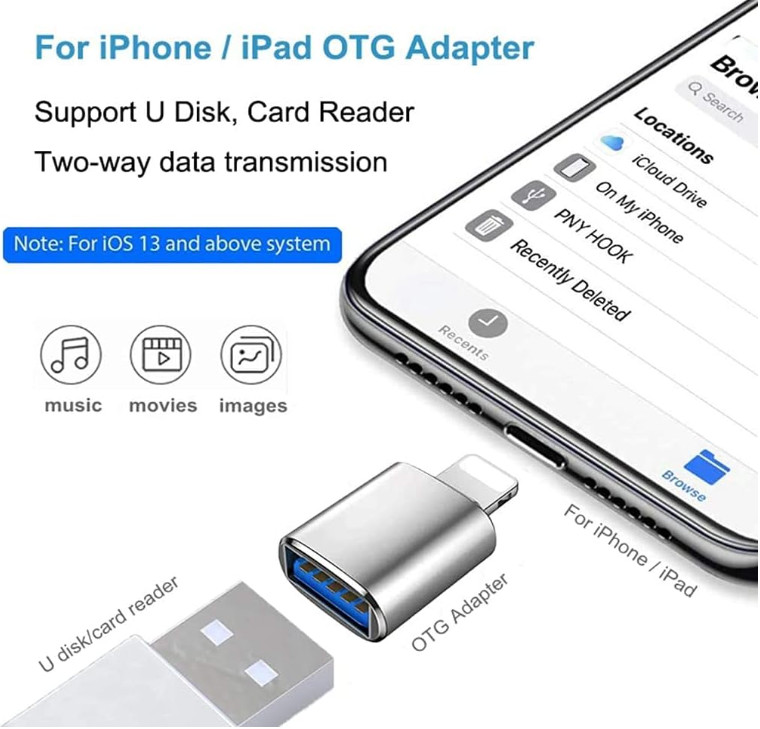 (Apple Mfi Certified) Lightning Male to USB Female Camera Adapter, gallery