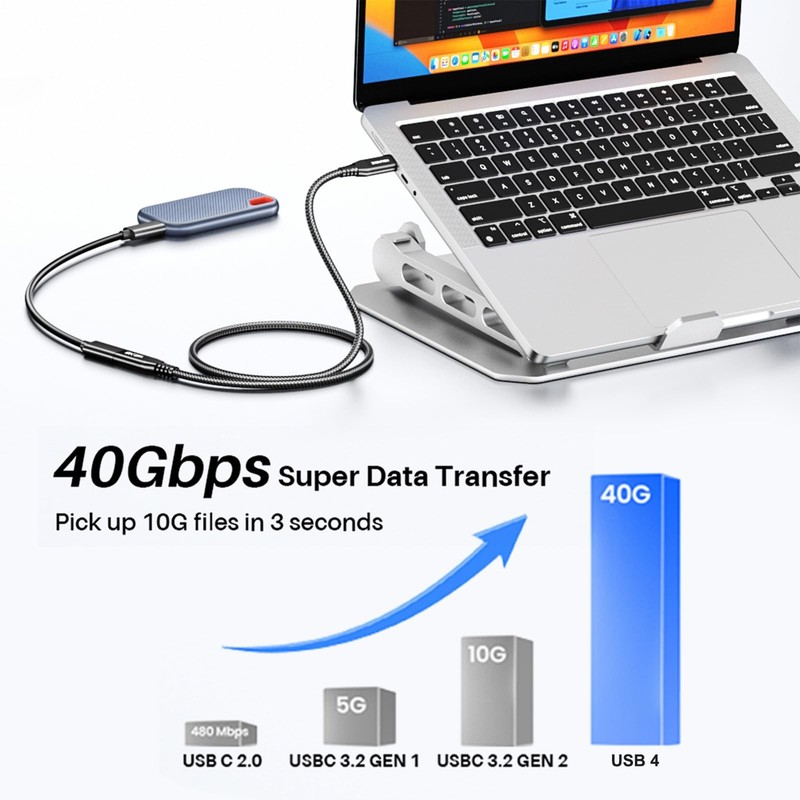 1FT Short USB Type C 4.0 Extension Cable 40Gbps 240W PD Fast Charging Monitor gallery