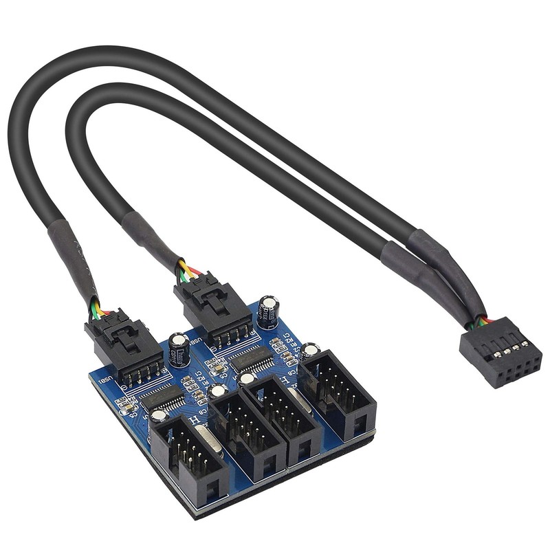 Motherboard USB 9 Pin Header Hub Male 1 to 2/4 Female USB 2.0 Splitter Extens…