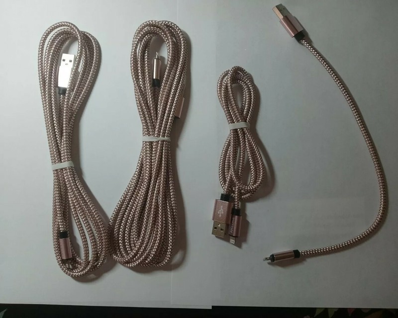 4 Pk Charge Cables Nylon Braid….7(Pink).New