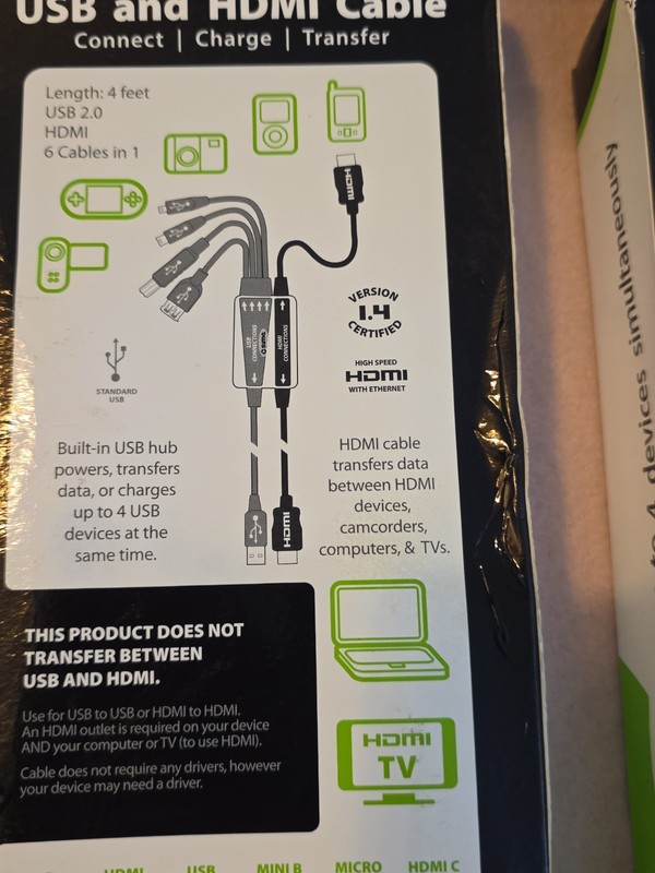 USB and HDMI Cable, Lot Of 3 Pack. New In Package gallery